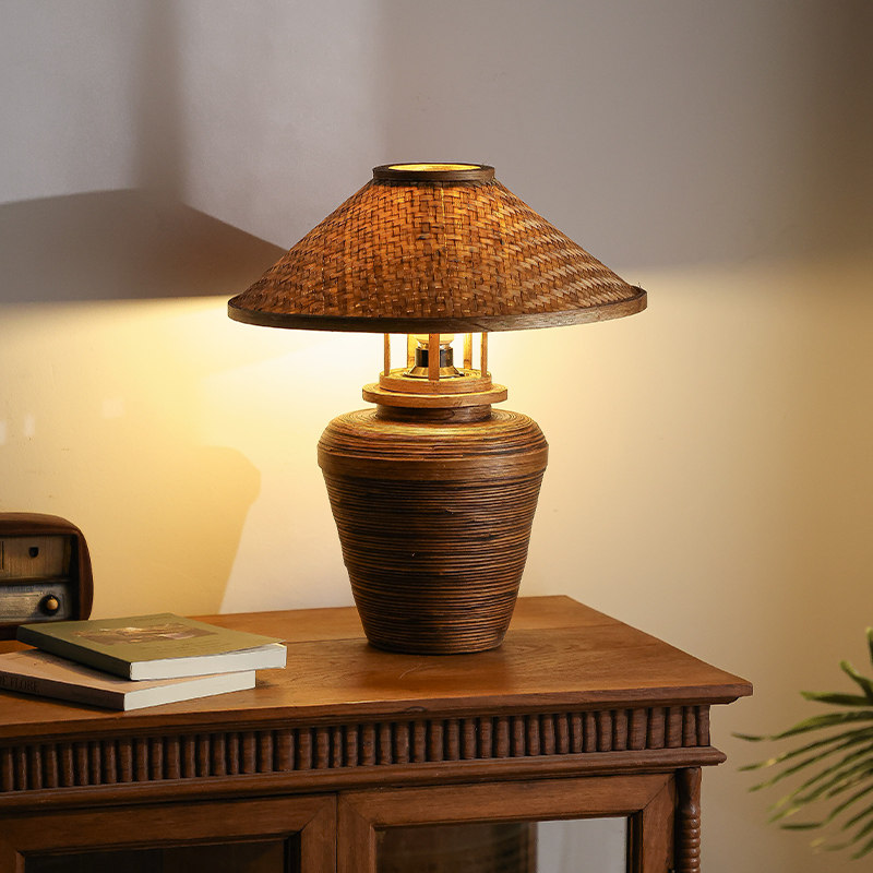 异丽泰国竹编台灯东南亚风客厅卧室竹编台灯泰式会所餐厅装饰台灯,家装灯饰光源,装饰台灯,淘宝优惠券,粉丝福利购,淘宝优惠卷