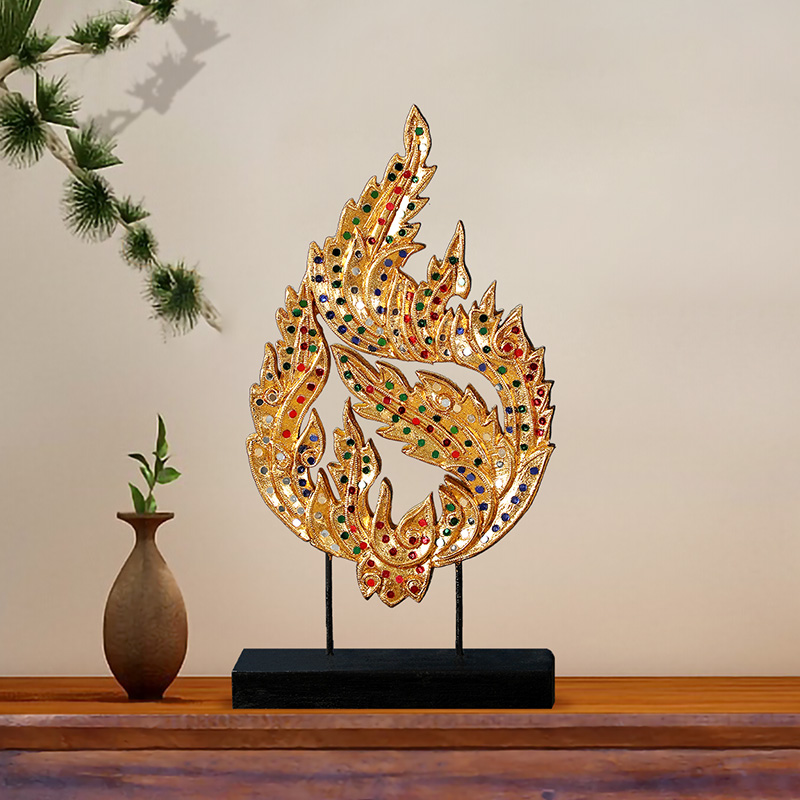 异丽泰国家居小饰品客厅玄关电视柜木雕菩提树摆件泰式风格装饰