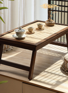 日式禅意家用折叠炕桌矮桌飘窗小茶几榻榻米桌子阳台茶桌实木茶台