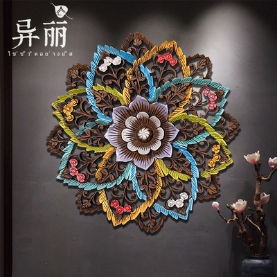 泰国雕刻工艺品东阳实木雕壁挂大象柚木雕花板客厅玄关背景墙挂件