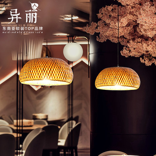 饭厅茶室中式吊灯创意个性饭店竹编吊灯禅意榻榻米阳台日式吊灯