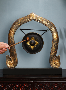 异丽东南亚风电视柜铜锣装饰品