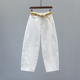 高腰宽松休闲阔腿老爹九分香蕉镰刀裤 白色弯刀牛仔裤 女夏2026新款