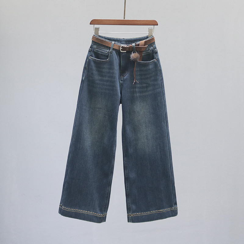 复古高腰直筒牛仔裤女阔腿裤秋冬加绒加厚宽松休闲小个子山本裤子,女装/女士精品,牛仔裤,淘宝优惠券,粉丝福利购,淘宝优惠卷