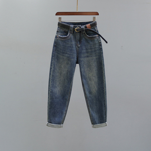 子 欧货小脚宽松休闲老爹萝卜裤 复古高腰哈伦牛仔裤 女2025秋冬新款