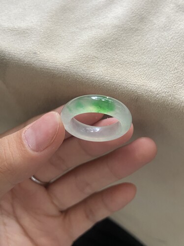 15号圈老坑冰阳绿翡翠指环戒圈