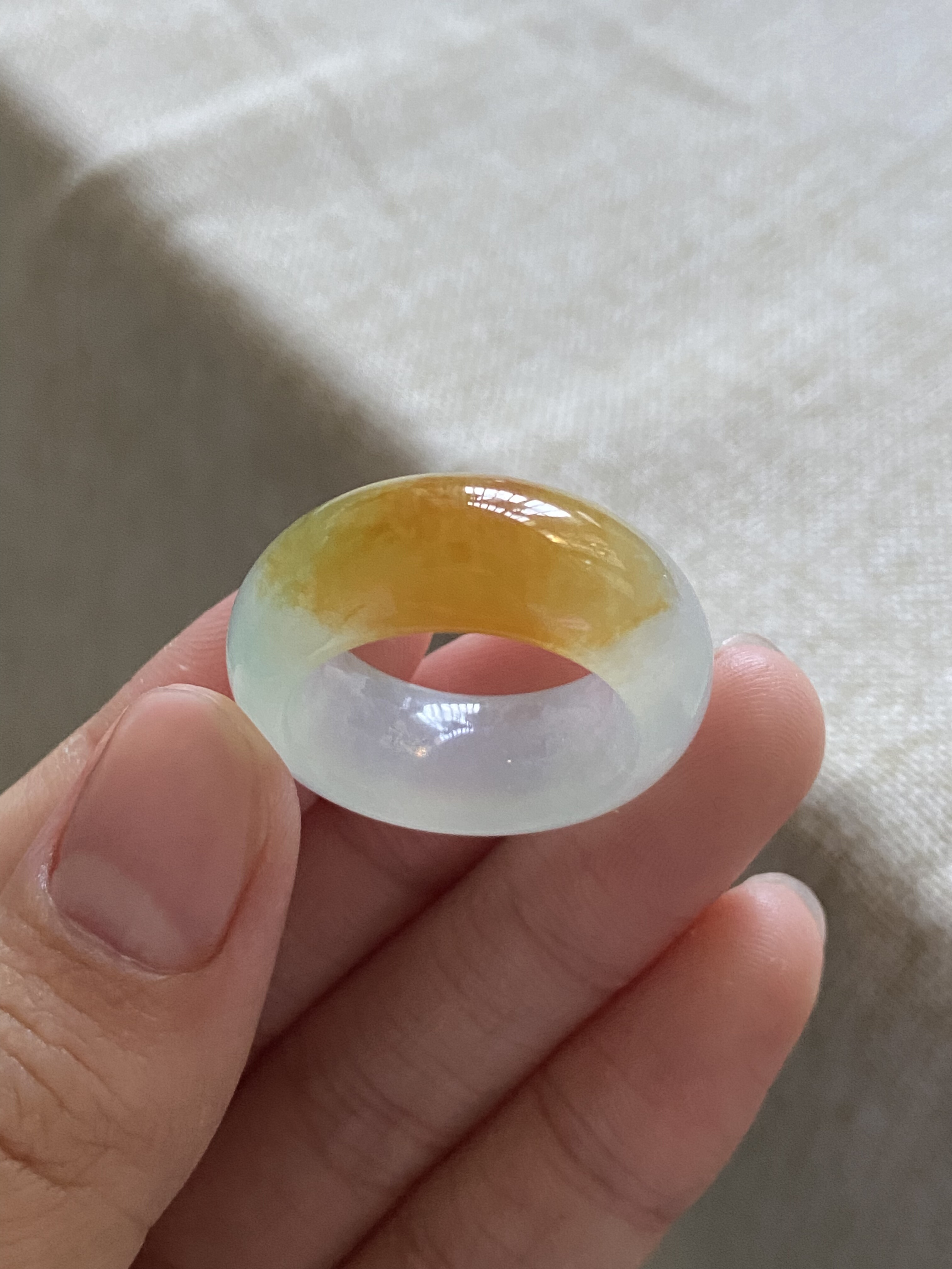 14号圈轮胎黄翡指环天然缅甸翡翠