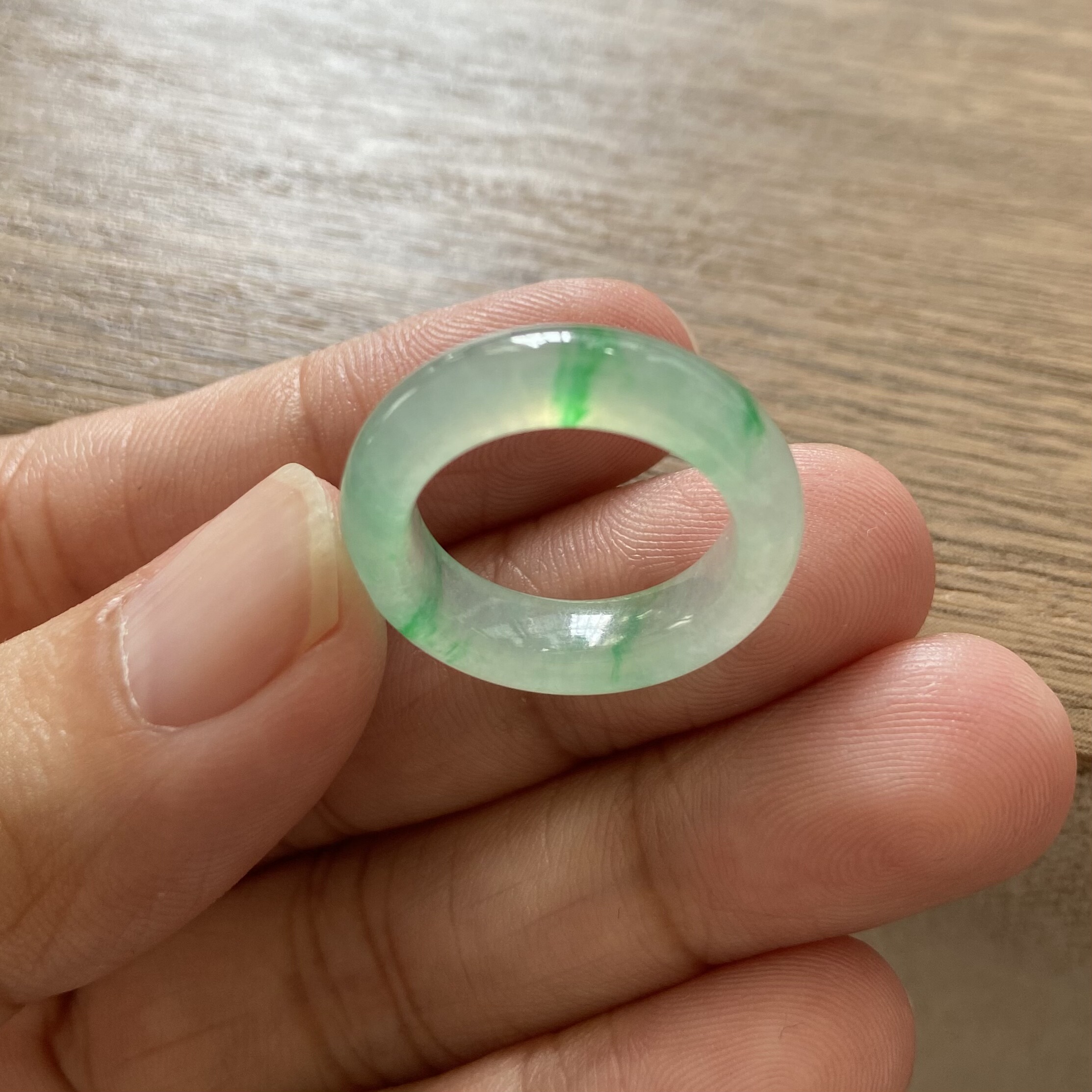 12号冰种起光金丝阳绿天然A货翡翠玉戒指