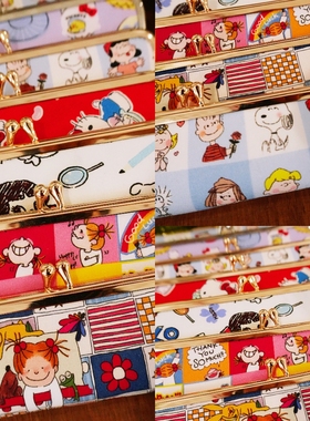 进口布料口金笔袋姆明史努比coco酱kitty钩针包钢笔盒唇釉收纳包