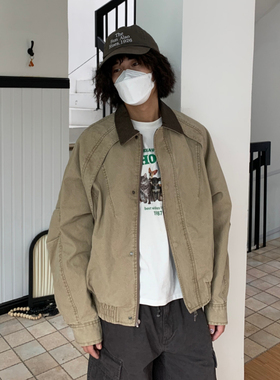 UPDAYWANG复古结构款工装夹克 拼接撞色潮流男女外套潮
