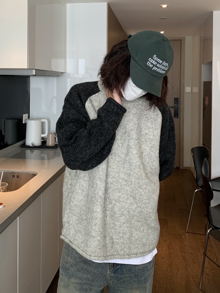 UPDAYWANG 含羊毛 混纺撞色毛衣男 加厚慵懒感复古 情侣针织衫,男装,针织衫/毛衣,淘宝优惠券,粉丝福利购,淘宝优惠卷