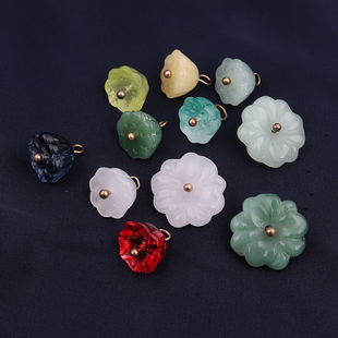 珍珠衬衫扣子针织上玉色饰连衣裙衣服开衫毛衣装饰荷叶绿色小纽扣