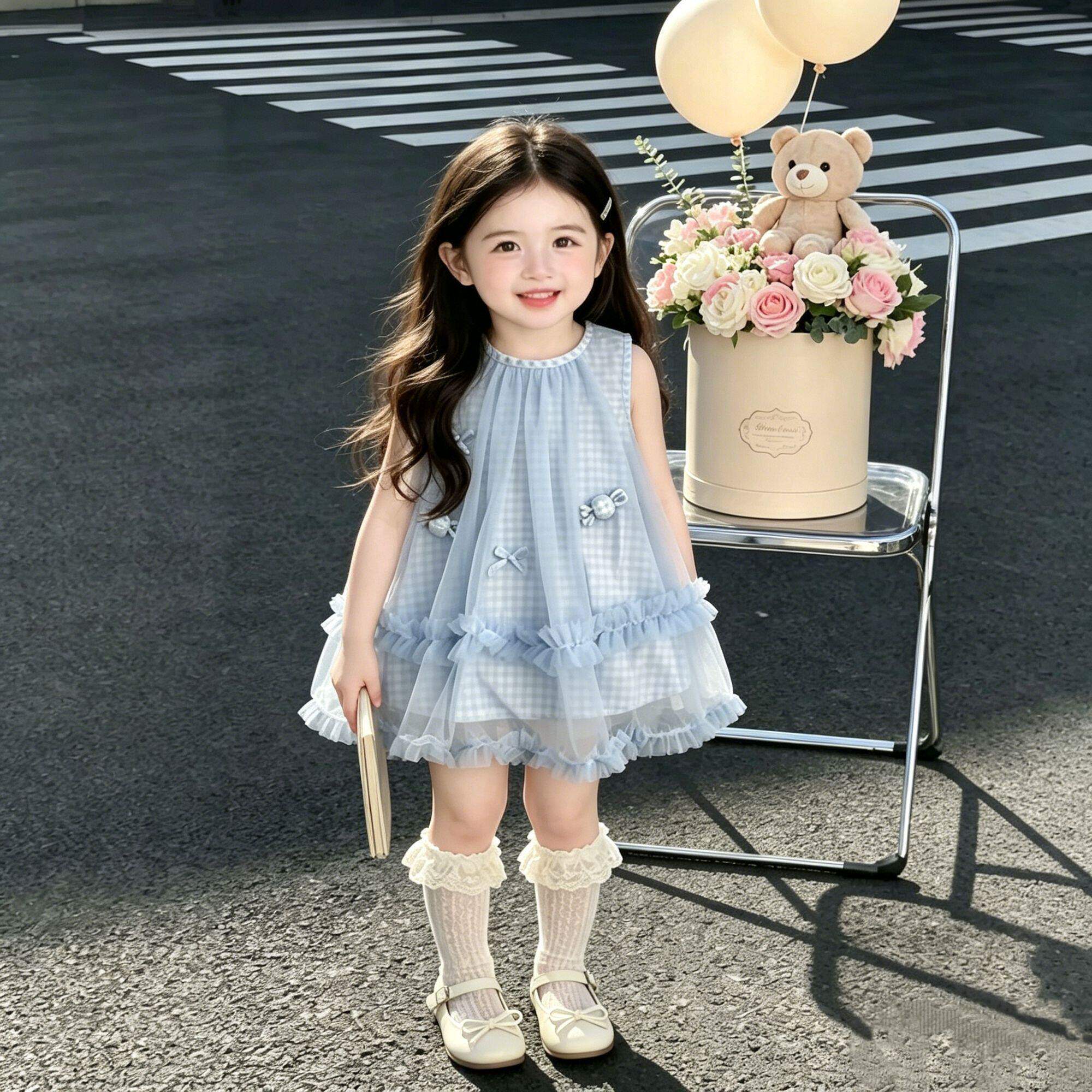 轻盈纱裙夏日儿童穿搭款小清新女童宝宝背心连衣裙森系超仙夏日裙