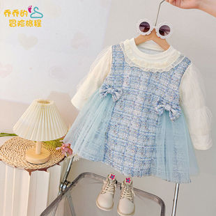 女小童甜美小香风连衣裙秋装2025新款女宝宝洋气长袖公主裙子春款