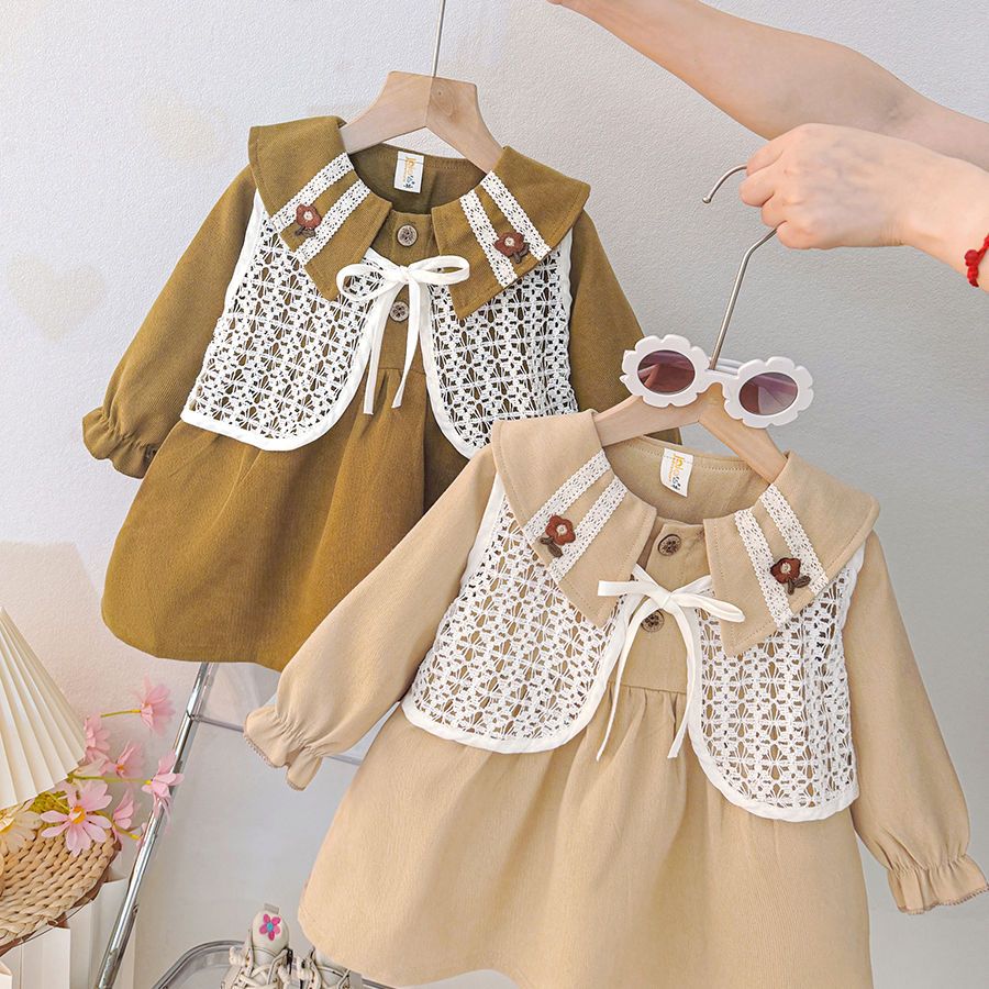 女童连衣裙新款时尚韩版春秋款2025新款宝宝可爱披肩纱洋气连衣裙