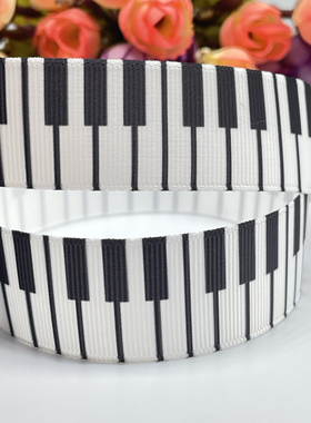 新款25mm钢琴键印花罗纹织带 Diy发饰优质丝带材料包装礼物250620