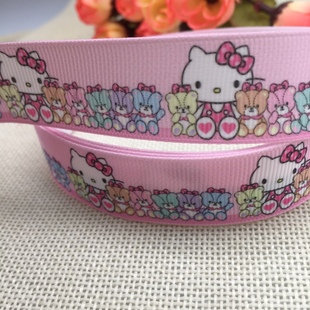 22mm新款 材料辅料m23060512 猫印花罗纹织带Diy发饰材料包装