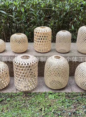 精品竹编灯笼纯手工制作灯罩居家吊灯复古禅意休闲装饰带灯泡灯座