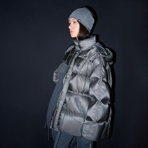 4级防泼水面料 半圆女装[运动]2025秋冬宽松休闲立领连帽羽绒服女