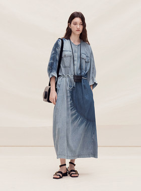 稀有数量限定手工扎染牛仔 半圆2026夏季宽松扎染水洗连衣裙女