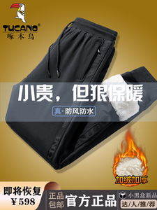 啄木鸟棉裤男外穿羊羔绒加绒加厚冬季保暖休闲裤防风防水大码长裤
