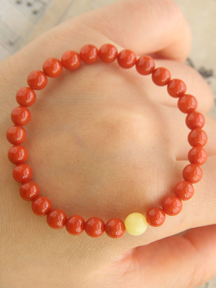 천연 NANHONG 팔찌 여성 6 7 8MM 감 레드 풀 육체 풀 컬러 VASI SICHUAN 소재 팔찌 한 항목과 한 사진
