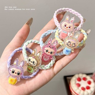 6个可爱卡通新款 拉布布头绳少女彩色发绳儿童甜美皮筋高弹力头饰