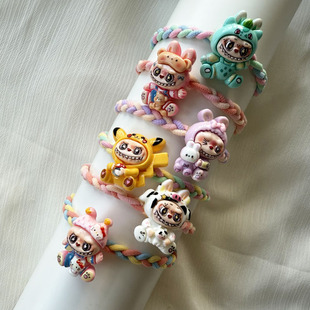 6个卡通丑萌精灵变装新款拉布布头绳儿童可爱兔子皮筋女发绳头饰