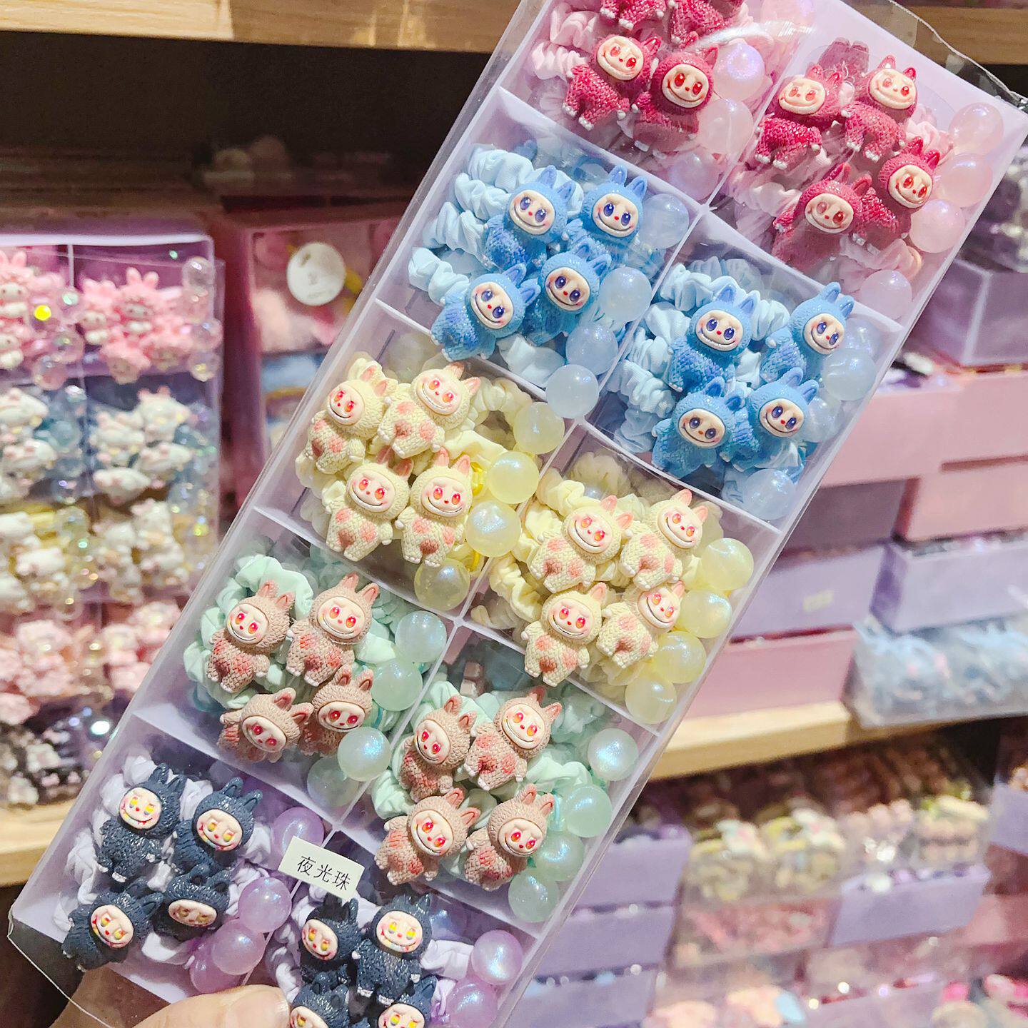 5个可爱卡通兔子精灵彩色拉布布面膜肠圈发绳女发绳儿童甜美头饰