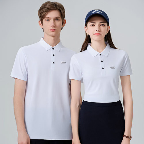 新款奥迪白色工作服POLO衫定制