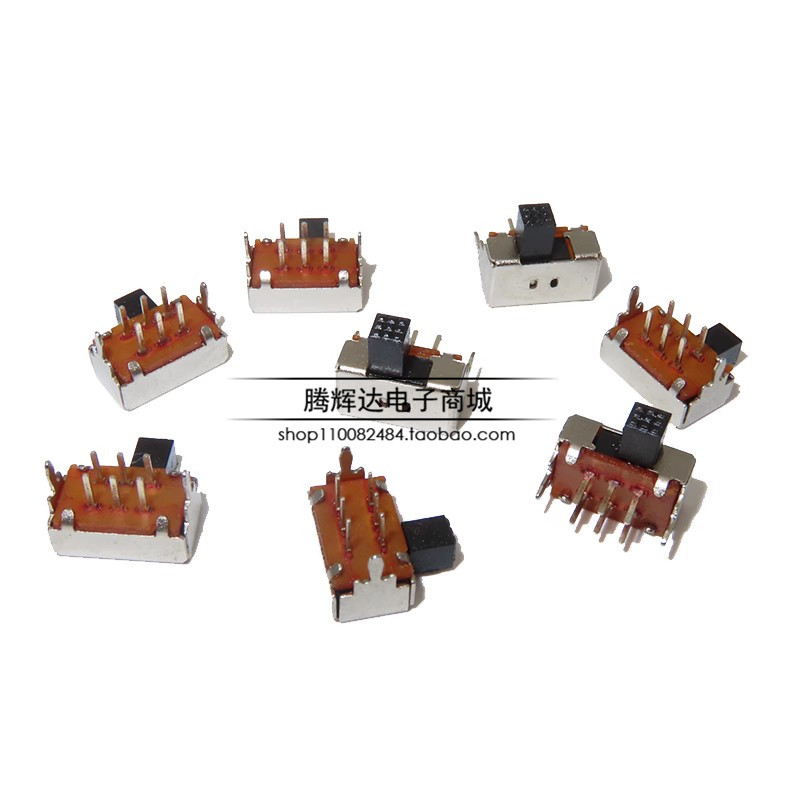 SK22D02G4/5 拨动开关SK-22D02 6脚 2P2T卧式双联滑动开关柄长4/5