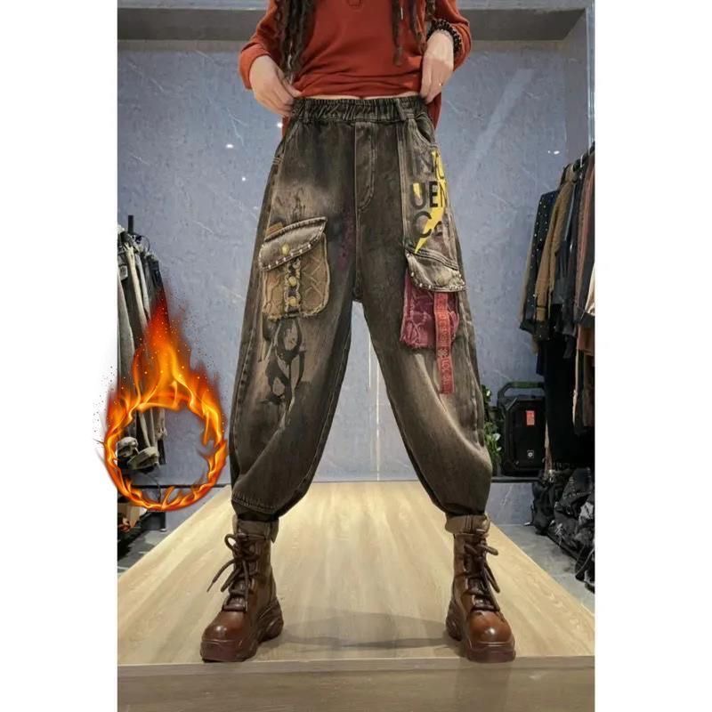 哈伦裤长裤加绒棉2024