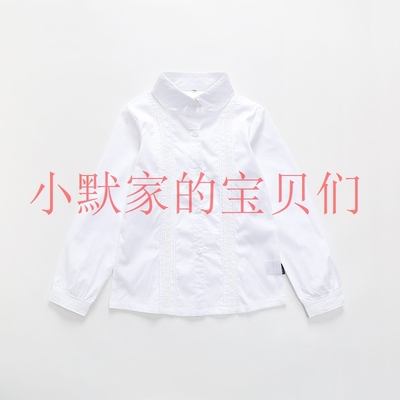 圆领蕾丝春秋纯棉英伦风白色衬衣
