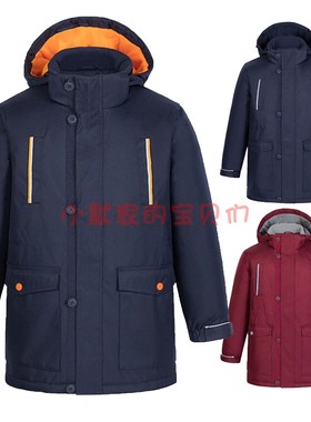伊顿校服同款中长款棉服冬季保暖外套男童加厚棉袄女童棉衣17F013