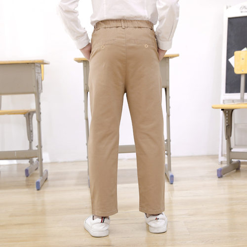 校服卡其色松紧腰长裤伊顿同款