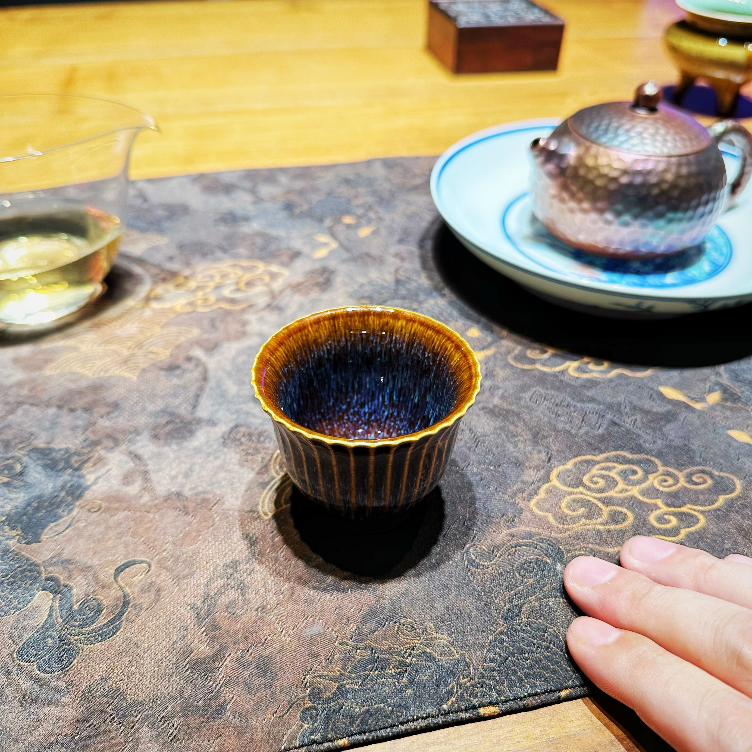 龙德堂-范泽锋筋纹小花口天目盏纯手工主人杯茶杯