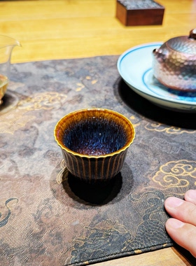 龙德堂-范泽锋筋纹小花口天目盏纯手工主人杯茶杯