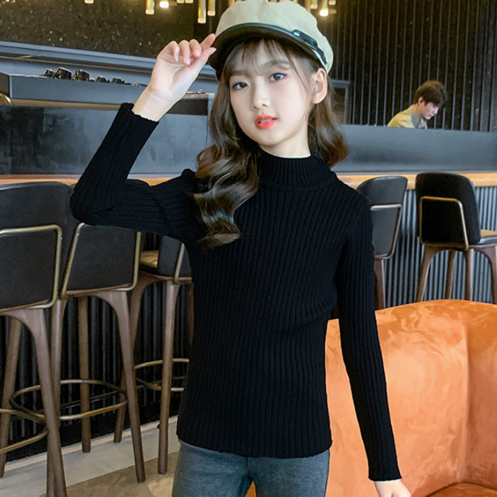 男女童打底衫厚款毛衣加绒半高领