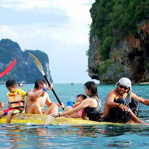 普吉岛攀牙湾星光之旅激情号游艇派对大船日落游皮划艇探洞007
