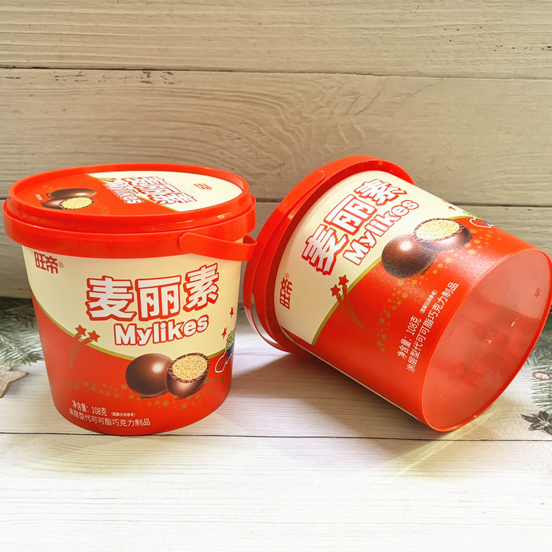 新品108g红罐麦丽素巧克力脆心球婚庆糖果桶装奶味夹心朱古力零食
