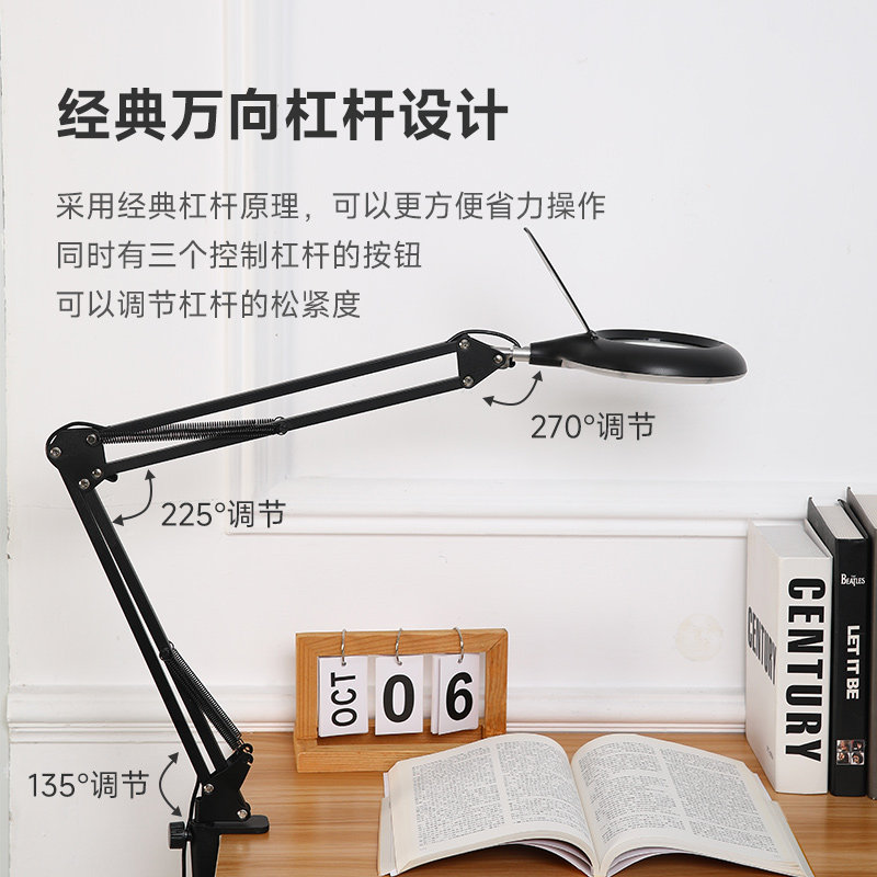 智塑夹式放大镜LED灯 带灯放大镜 老人阅读电子维修检验10X倍