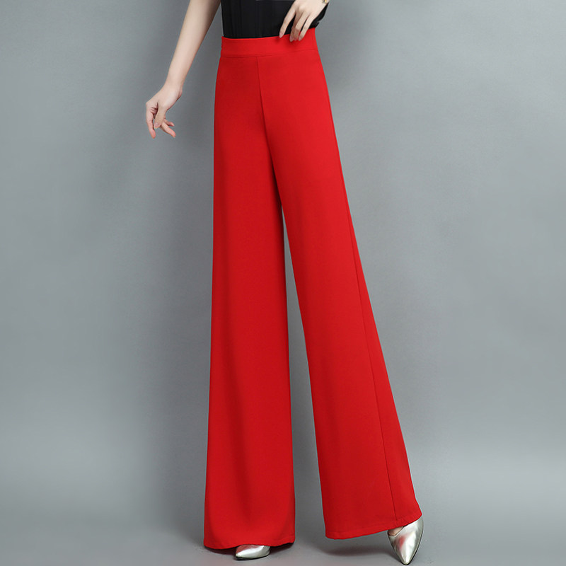 雪纺阔腿裤通勤拖地长裤女 2026年春夏季新款高腰显瘦垂感直筒裤