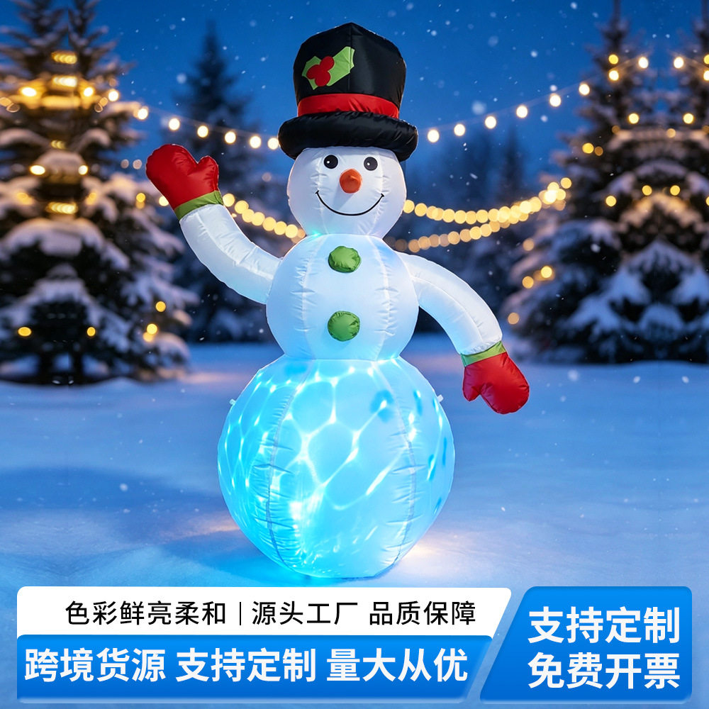 亚马逊圣诞节圣诞彩灯雪人气模圣诞气模庭院花园派对摆件充气公仔