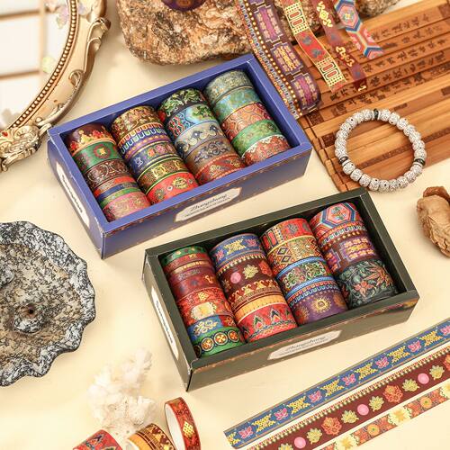象雄系列西藏风和纸胶带手账贴纸烫金20卷2米DIY手工手帐手撕防水
