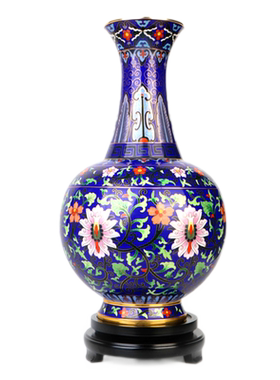 北京景泰蓝铜胎掐丝珐琅天球瓶