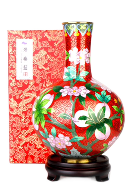 景泰蓝九桃瓶老人祝寿生日礼物