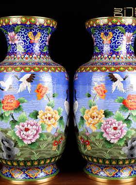 景泰蓝大花瓶仙鹤瓶长辈老人祝寿