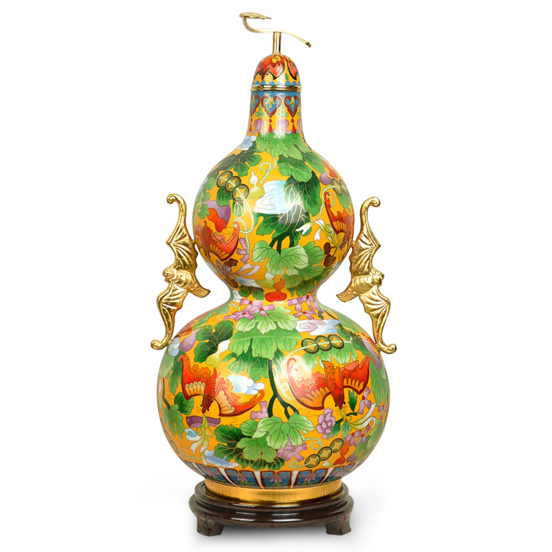 北京景泰蓝葫芦15寸花瓶掐丝葫芦瓶铜胎珐琅家居摆件装饰品工艺品