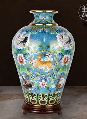 北京礼品景泰蓝花瓶仙鹤瓶