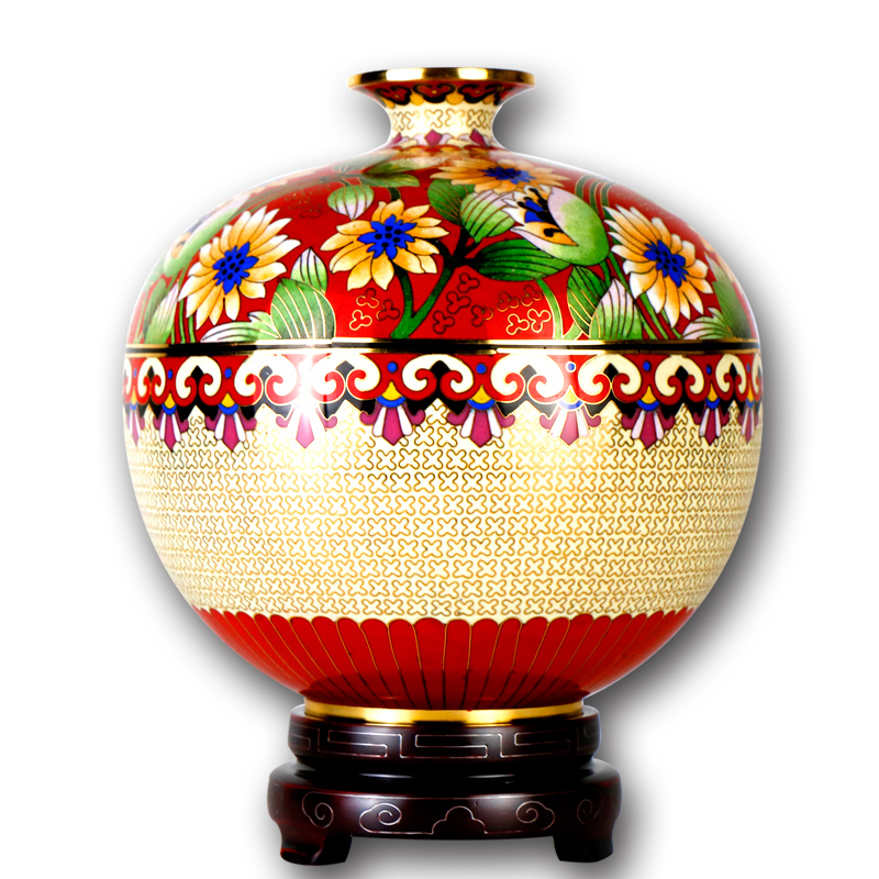 钰珐琅 景泰蓝花瓶工艺品9寸苹果瓶铜胎掐丝珐琅商务家居礼品摆件